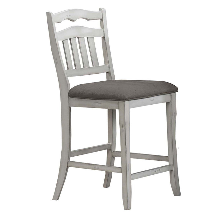 Counter Height Dining Chairs With Upholstered Cushion And Ladder Back Design (Set of 2) - Antique White
