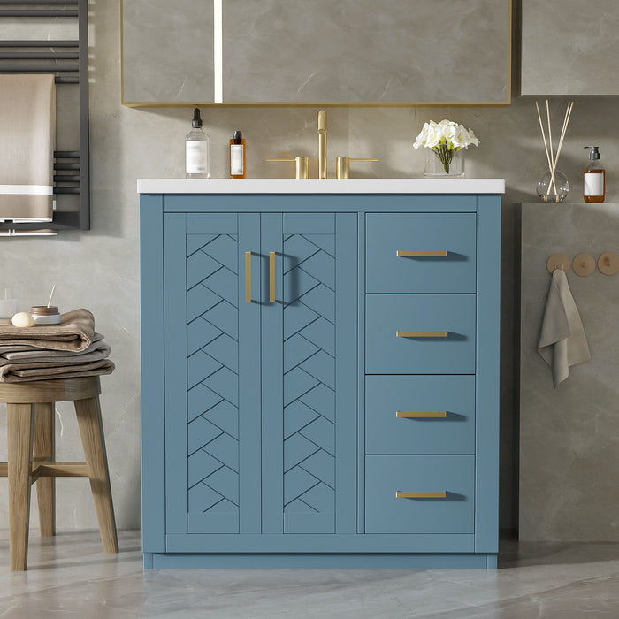 Bathroom Vanity With Sink, Storage Cabinet, Freestanding Set With 3 Drawers & Soft Closing Doors