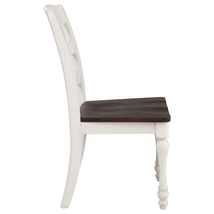 Ladder Back Side Chair With Saddle Seat (Set of 2) - White