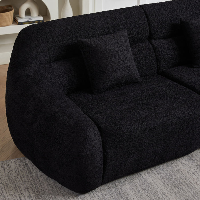 Luxury Curved Corner Sectional Sofa With 4 Pillows
