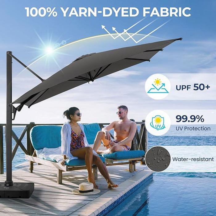 Round Cantilever Patio Umbrella With 360 Rotation & Infinite Tilt Adjustment Round Cantilever Patio Umbrella With 360 Rotation & Infinite Tilt Adjustment