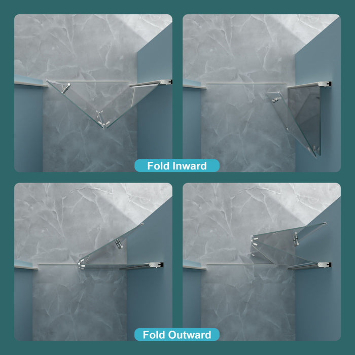 Fold Frameless Shower Door With Tempered Glass