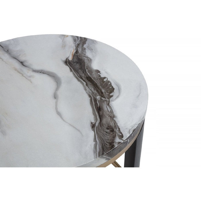 Nesting Round Coffee Table With Ottoman (Set of 2) - Gold / Brown