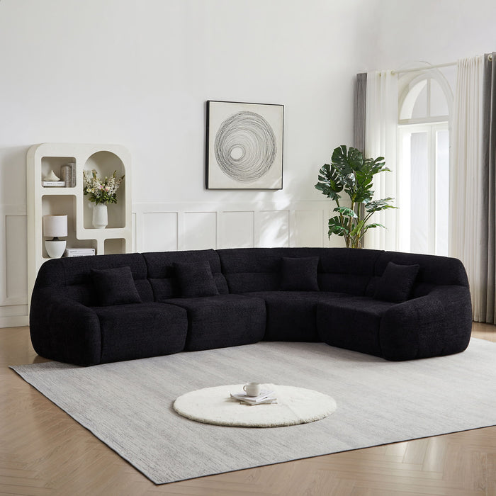 Luxury Curved Corner Sectional Sofa With 4 Pillows