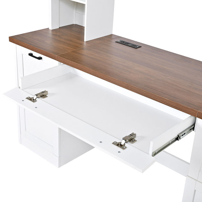 Farmhouse Computer Desk With Hutch