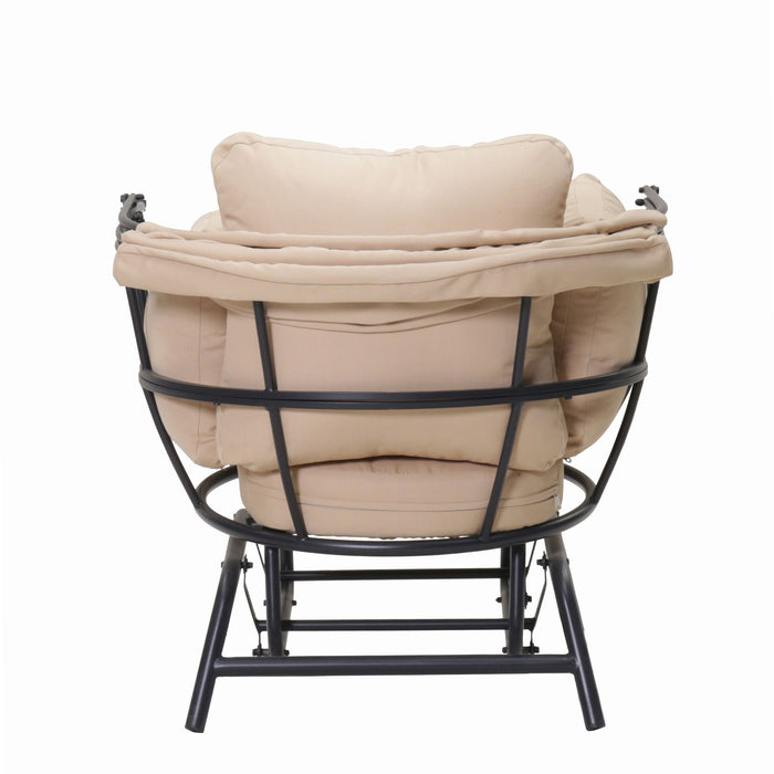 Egg Chair With Cushion And Retractable Canopy - Black / Taupe