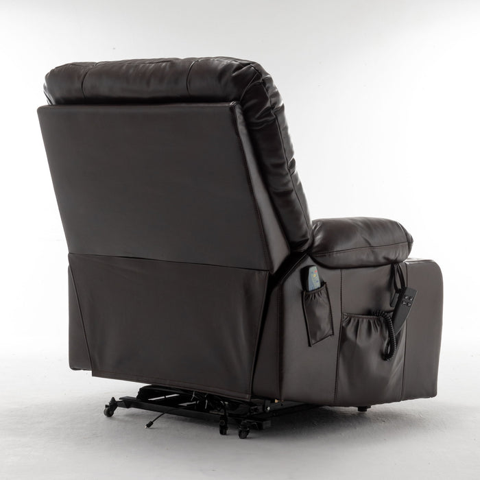 Lift Chair With Heat & Massage, 2 Pockets, 2 Cup Holders, Dual Remote - Wine Red