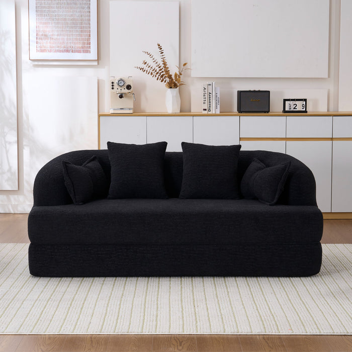 Foldable Sofa Bed, Boneless Couch Convertible Sleeper With 4 Pillows