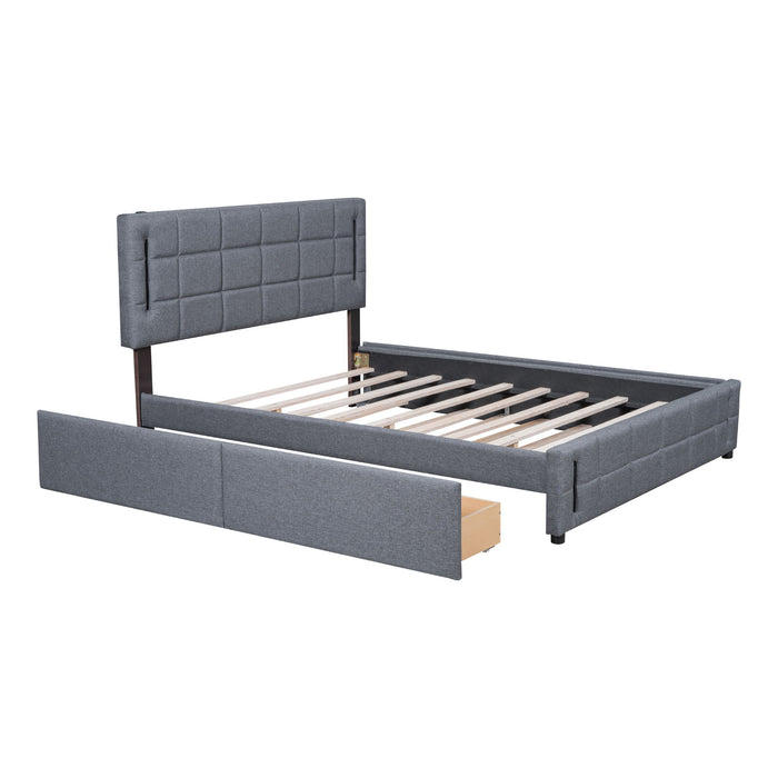 Upholstered Platform Bed With Trundle & Drawers