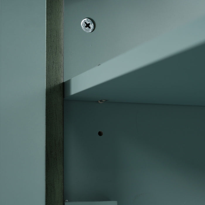 Bathroom Vanity With Rectangle Sink, Tip Out Tray - Antique Blue Green