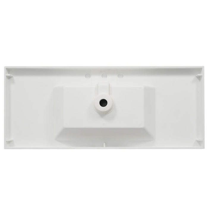 Vanity Top With 3 Faucet Holes, Rectangular Basin For Bathroom - White