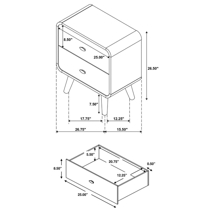 Winston - 2 Drawer Nightstand - Ash Brown