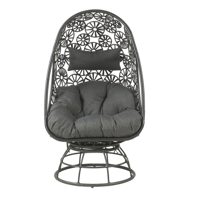 Hikre - Patio Lounge Chair & Side Table - Black / Charcoal