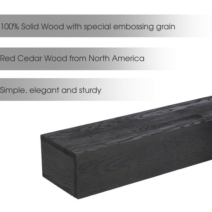 48'' Embossed Fireplace Mante, Wall Mounted Floating Shelf - Black