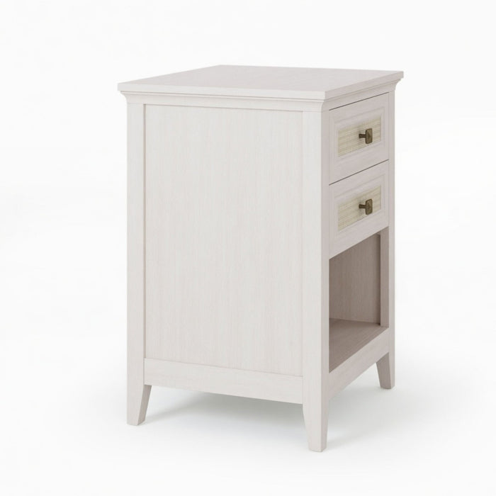 Nightstand With 2 Drawers & Shelf - White