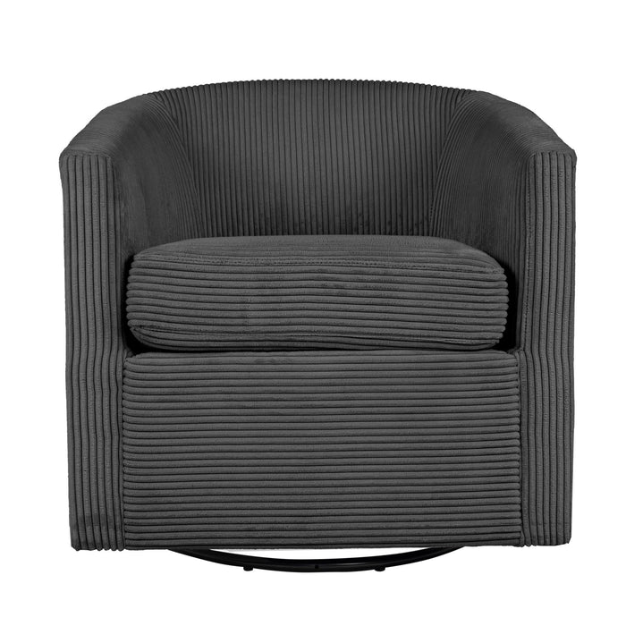 Swivel Accent Chair With U Backrest, Plush Cushion Living Room Furniture