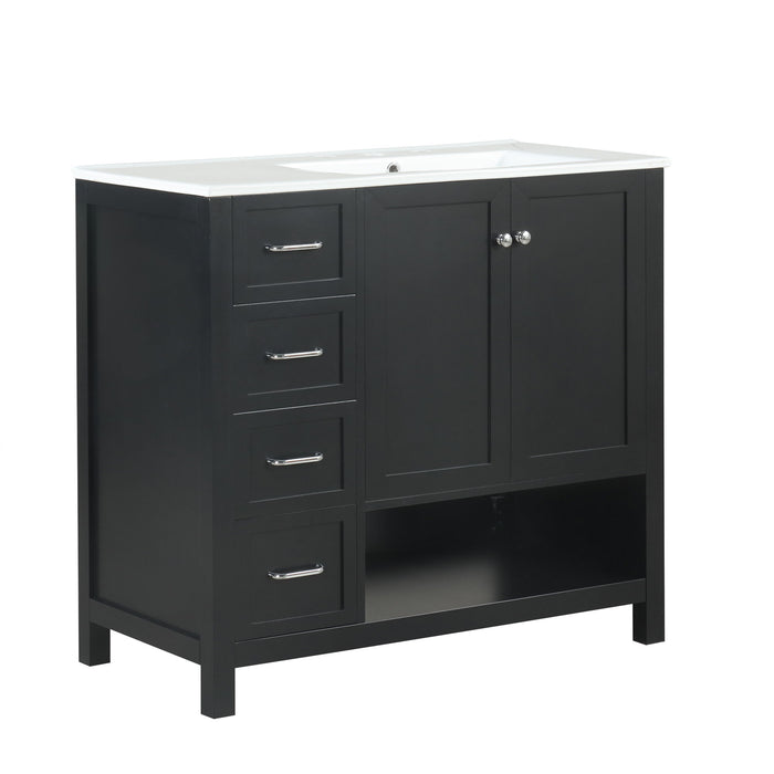 Bathroom Vanity With Sink Top, Bathroom Vanity Cabinet With 2 Doors And 2 Drawers, Open Shelf