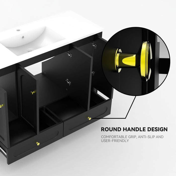 Bathroom Vanity With Sink Combo, 4 Soft Close Doors And 2 Drawers