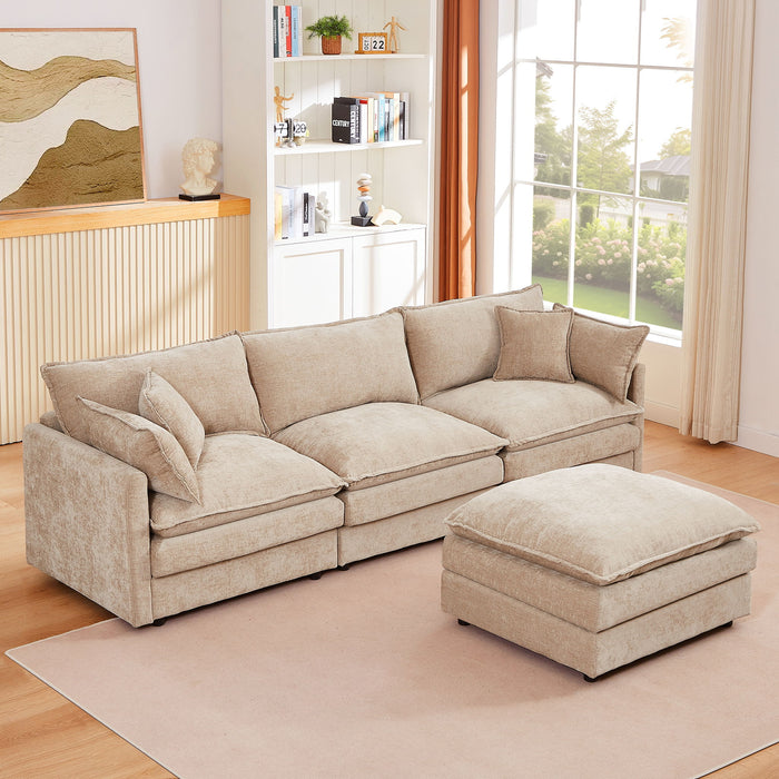 Contemporary Modular Sectional Sofa Set With Movable Ottoman