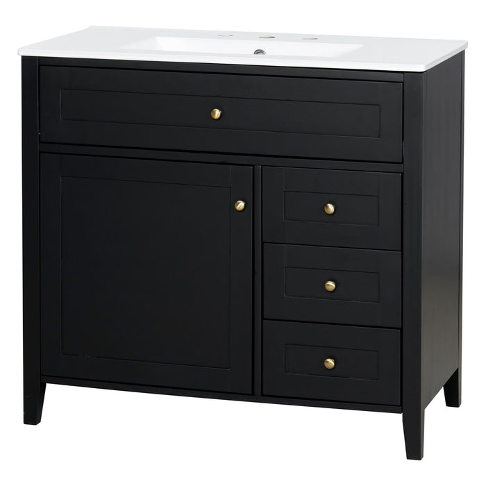Bathroom Vanity With Sink, Cabinet With 3 Drawers And Adjustable Shelf