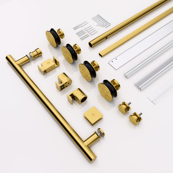 Frameless Single Sliding Shower Door With Clear Tempered Glass