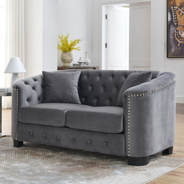 Modern Chesterfield Sofa With Tufted Backrest For Living Room