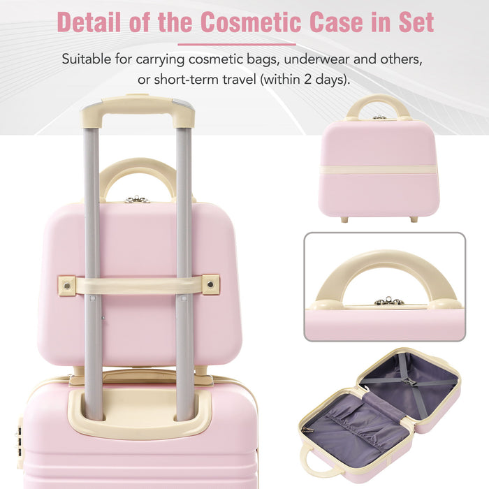 Hardshell Luggage Set 4 Pieces With Tsa Lock 20" / 24" / 28" Spinner Suitcase Lightweight - Light Pink
