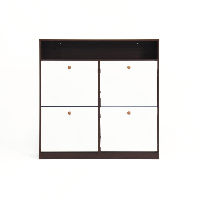 Modern Freestanding Shoe Storage Cabinet With 4 Flip Drawers
