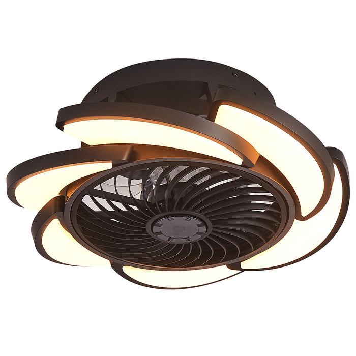 Bladeless Ceiling Fan With Remote Control, 6 Speeds Dimmable Light, Enclosed Low Profile For Living Room - Black
