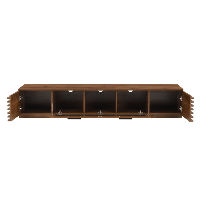 TV Stand With LED Lighting, Soft Closing Hinges, Cable Management - Walnut