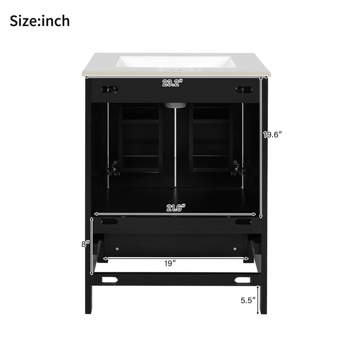 Bathroom Vanity With Integrated Undermount Ceramic Sink, 2 Doors And 1 Drawer, Soft Close Hinges