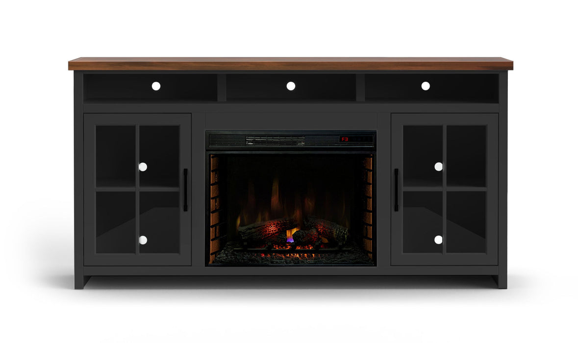 Fireplace TV Stand Console For TVs Up To 85" - Black / Whiskey