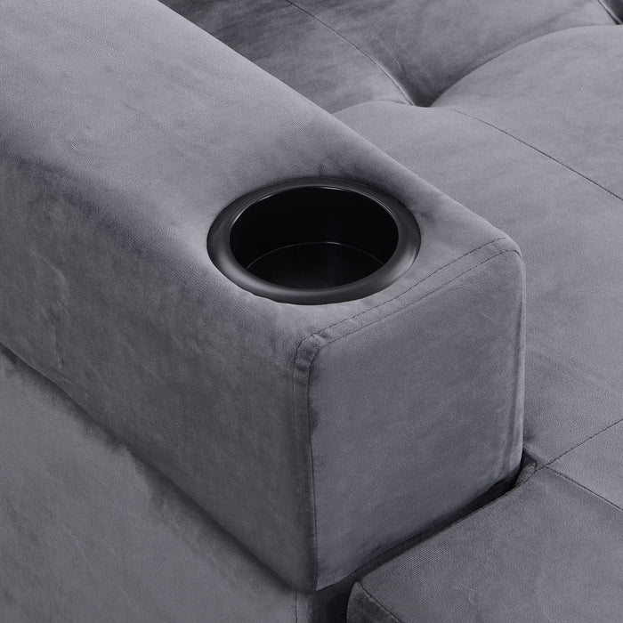 Modern Sectional Sofa Set With L Shape Chaise Lounge And Storage