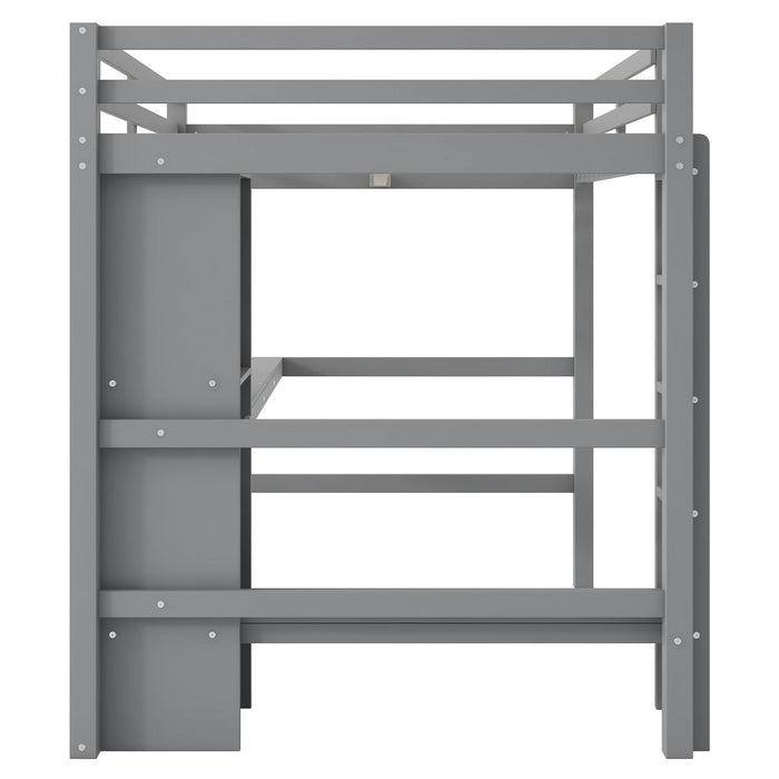 Loft Bed With Built In Desk And Multifunction Shelves