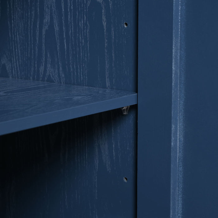 Elegant Sideboard With Sophisticated Wavy Pattern Doors And Arched Groove Design, Adjustable 4 Door Layout