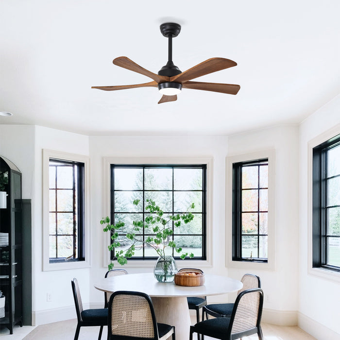5 Blades Ceiling Fan With Lights Remote Control - Matte Black