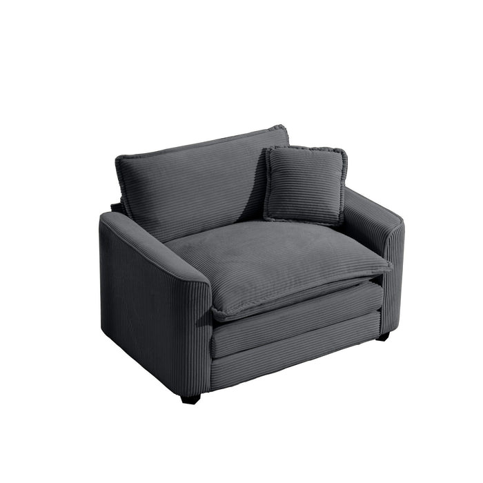 Modern Classic Corduroy Fabric Single Chair Deep Seat Sofa With Pillow