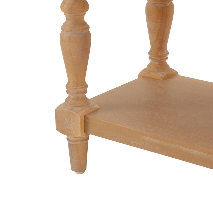 Console Table With 4 Soft Close Drawers, Thick Bottom Shelf For Living Room - Natural