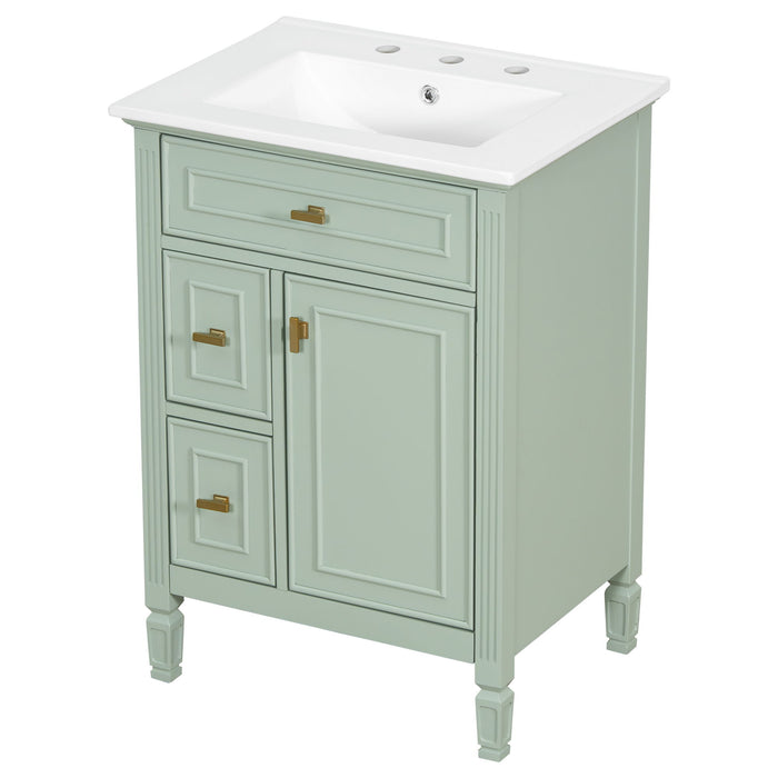 Modern Bathroom Vanity With Sink, Flip Drawer, 2 Drawers, Adjustable Shelf
