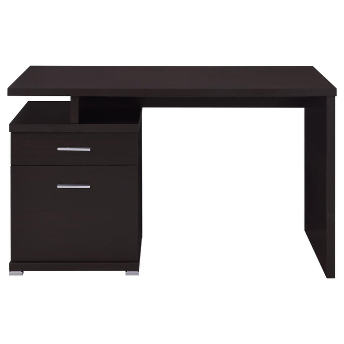 2 Drawer Reversible Office Desk With Modular Design - Brown