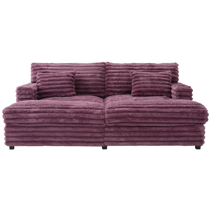 Oversized Double Chaise Lounge Sofa With USB Ports And Cup Holders