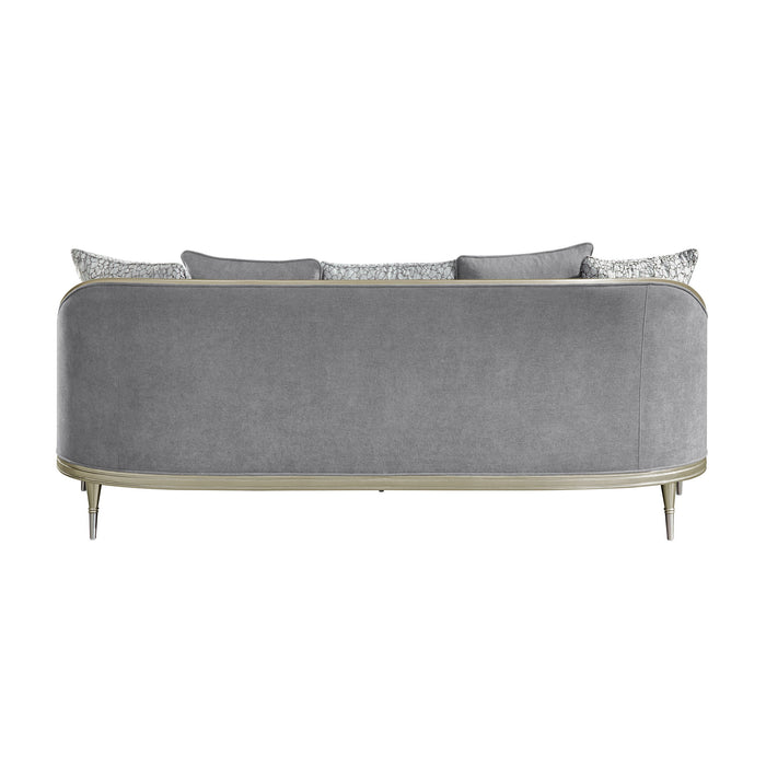 Fernando - Sofa With 5 Pillows - Champagne / Gray