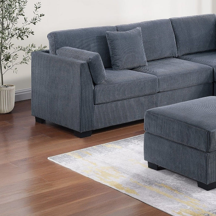 Contemporary L - Sectional Sofa Set With Ottoman And Pillows
