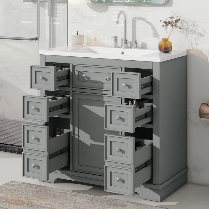 Modern Bathroom Vanity With Sink Combo, 6 Drawers And 1 Cabinet