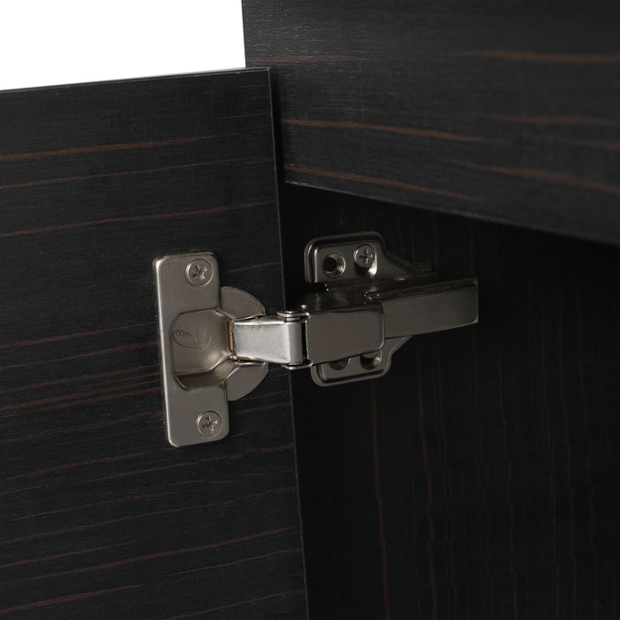 Compact Bathroom Vanity With Sink, Soft Close Door - Black Chestnut