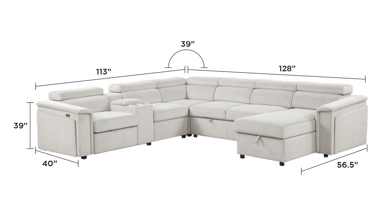 Harvey - Power Recliner Sectional Sleeper - Beige
