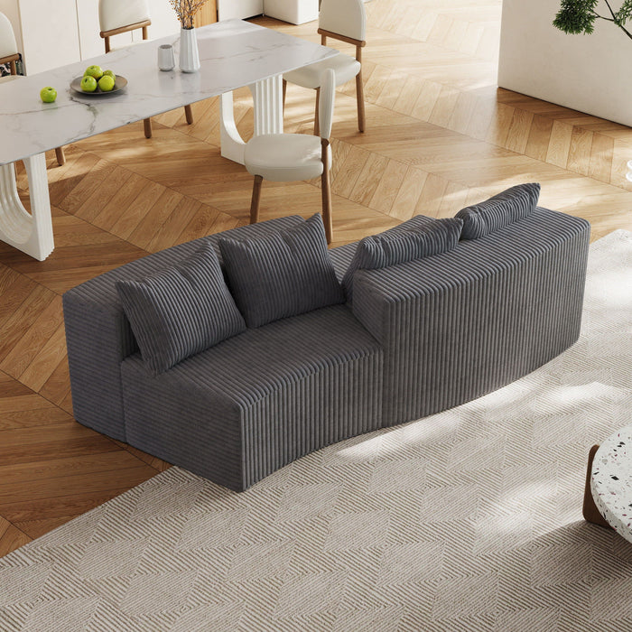 Curved Sectional Sofa With 4 Pillows, Modular Semi Circular Design