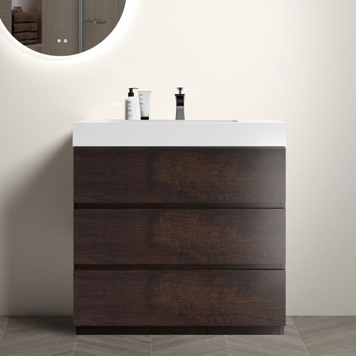Alice - Bathroom Vanity With Large Storage Freestanding Bathroom Vanity, Sink For Modern Bathroom, One-Piece Sink Basin Without Drain And Faucet