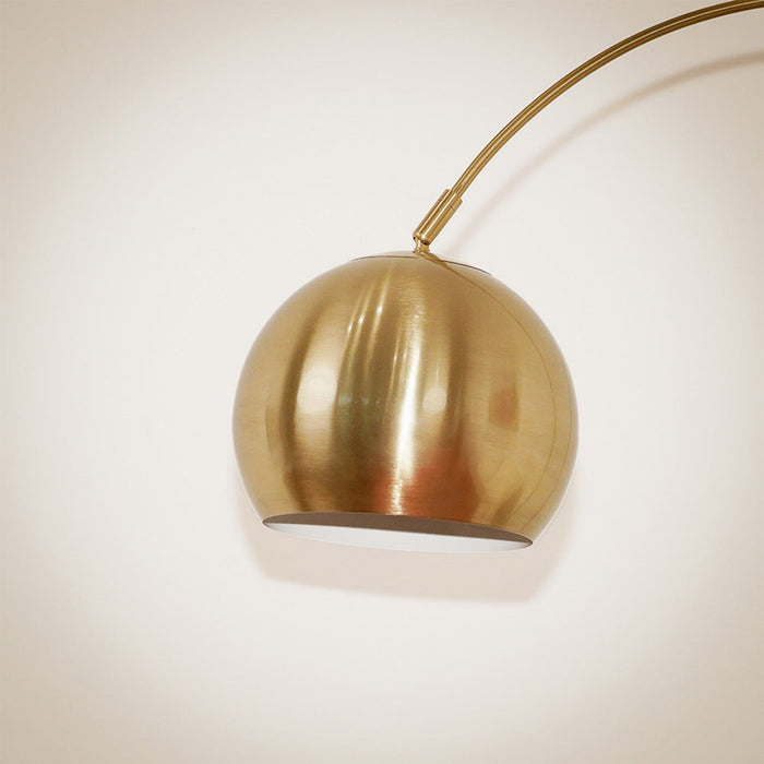 Oasis - Long Arm Gold Adjustable Floor Lamp With Round Marble Base - Gold / White Marble