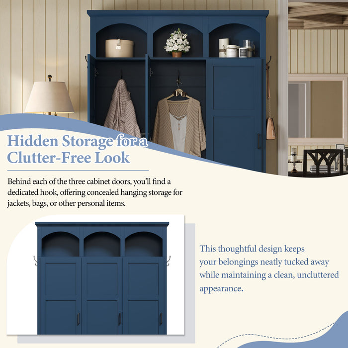Classic Arched Design Hall Tree With 3 Hidden Storage